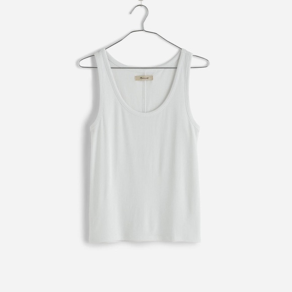 Madewell Drapey Tank Top Ribbed White M (6-8) NWT Modal Blend - Picture 6 of 10